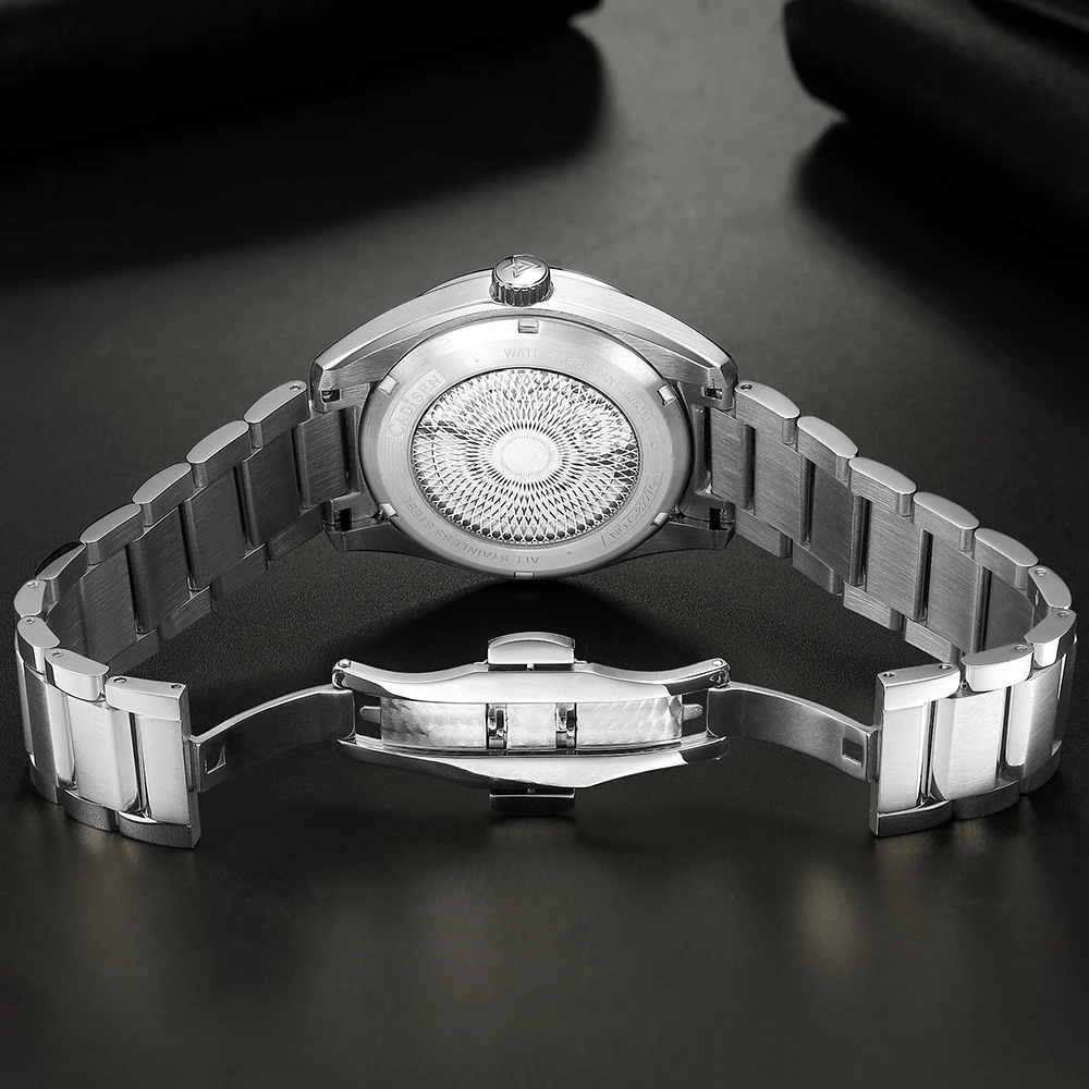 CADISEN C8227M Luminous Men’s Automatic Mechanical Watch NH35 Sapphire Stainless Steel 10Bar Blue Watch