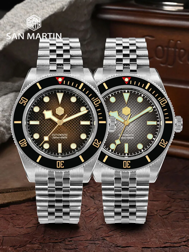 San Martin 40mm 3D Waffle Dial Dive Watch NH35 Automatic 200M Waterproof Sapphire Crystal