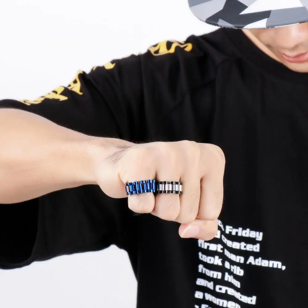 Stainless Steel Link Chain Ring Vintage Style for Men