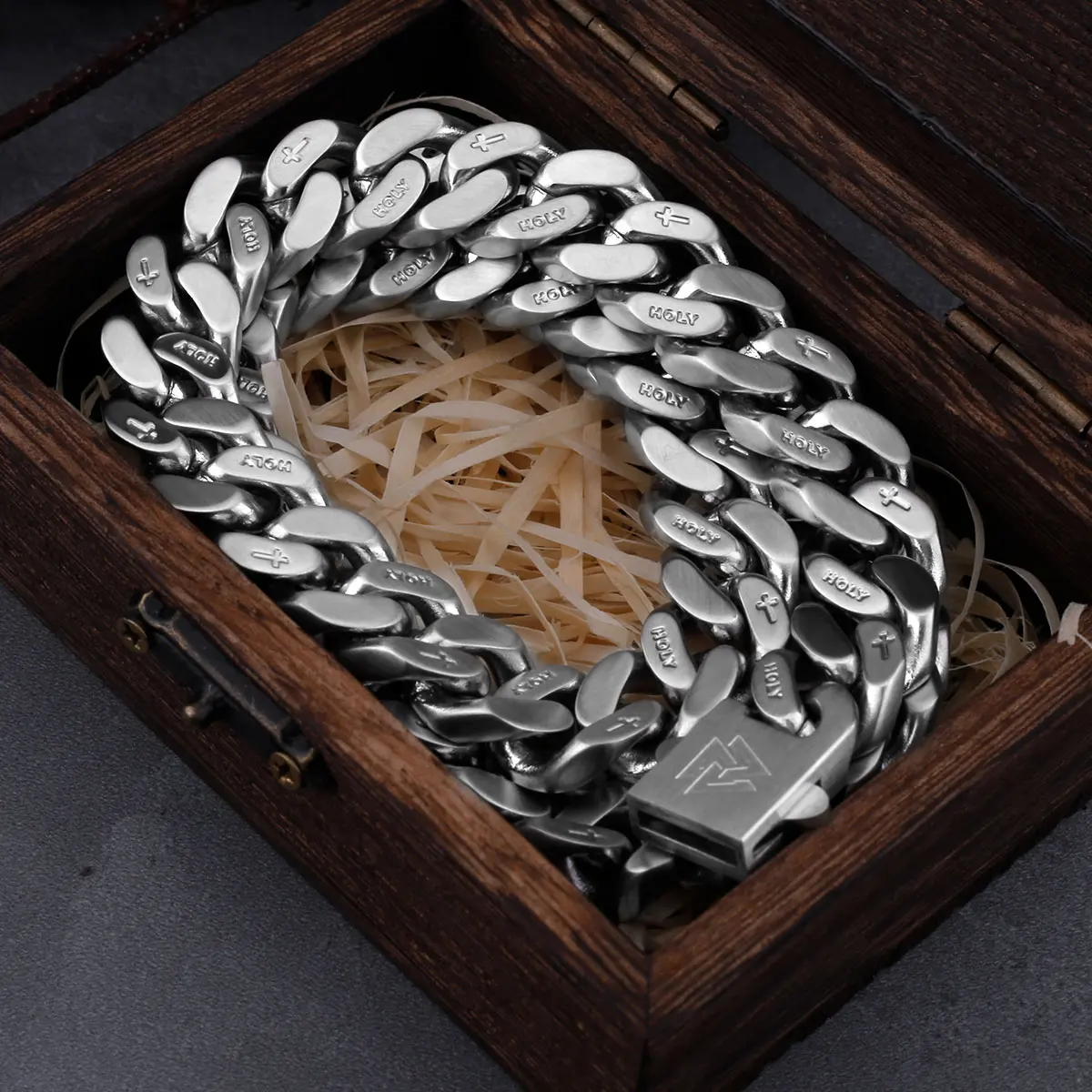 Stainless Steel Cuban Link Chain Necklace Gothic Punk Style