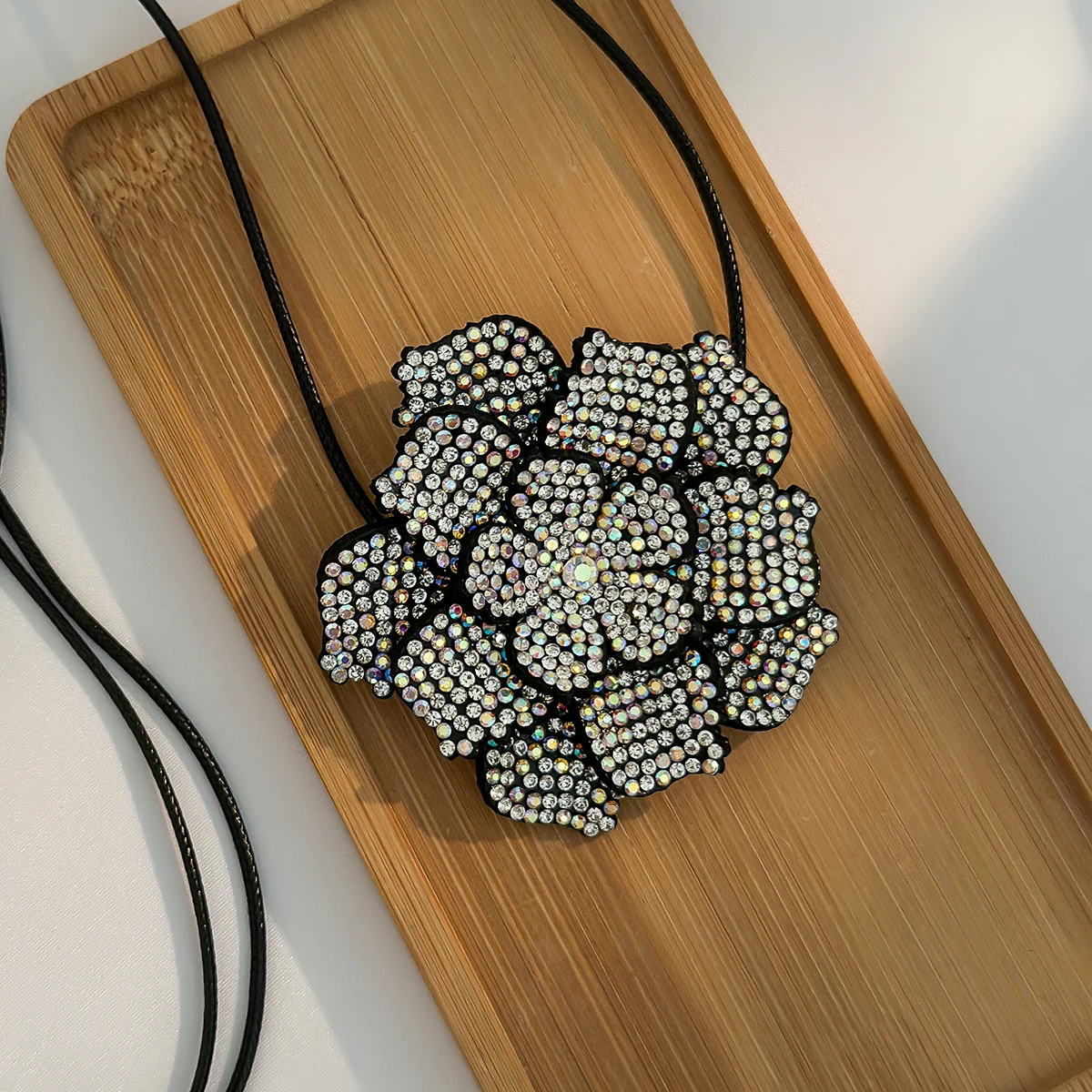 Rhinestone Big Rose Flower Choker Necklace