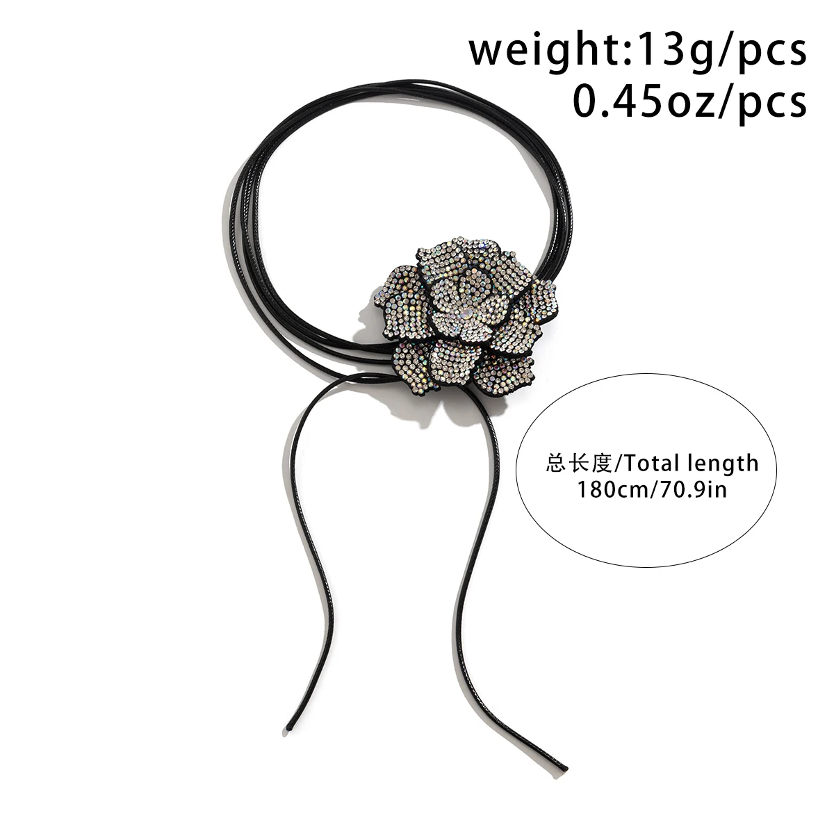 Rhinestone Big Rose Flower Choker Necklace