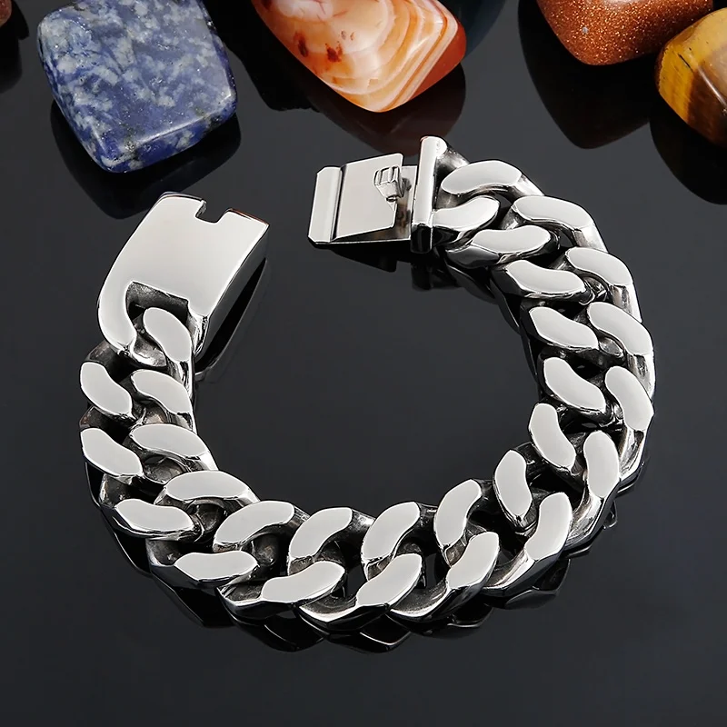 Stainless Steel Cuban Chain Bracelet for Men