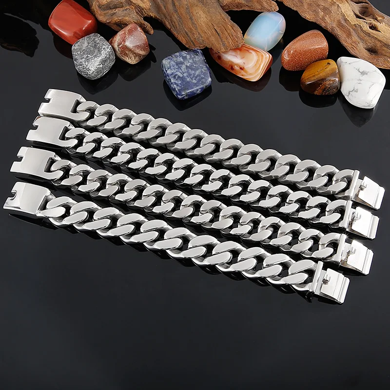 Stainless Steel Cuban Chain Bracelet for Men