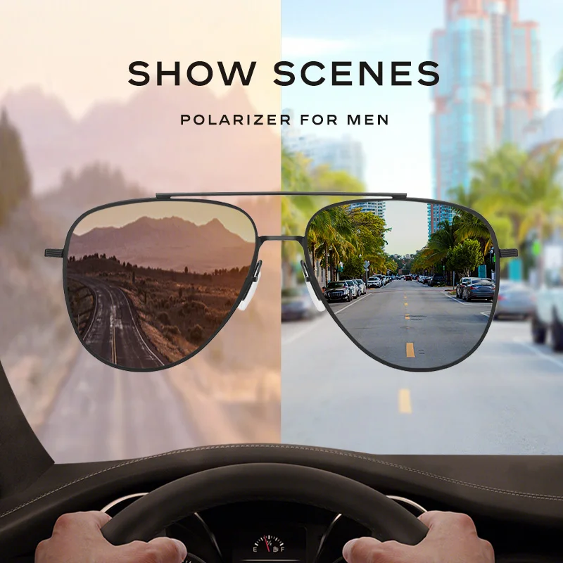 CAPONI Men's Pilot-Style Polarized Sunglasses with UV400 Protection Lightweight Alloy Frame