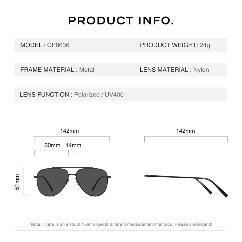 CAPONI Men's Pilot-Style Polarized Sunglasses with UV400 Protection Lightweight Alloy Frame