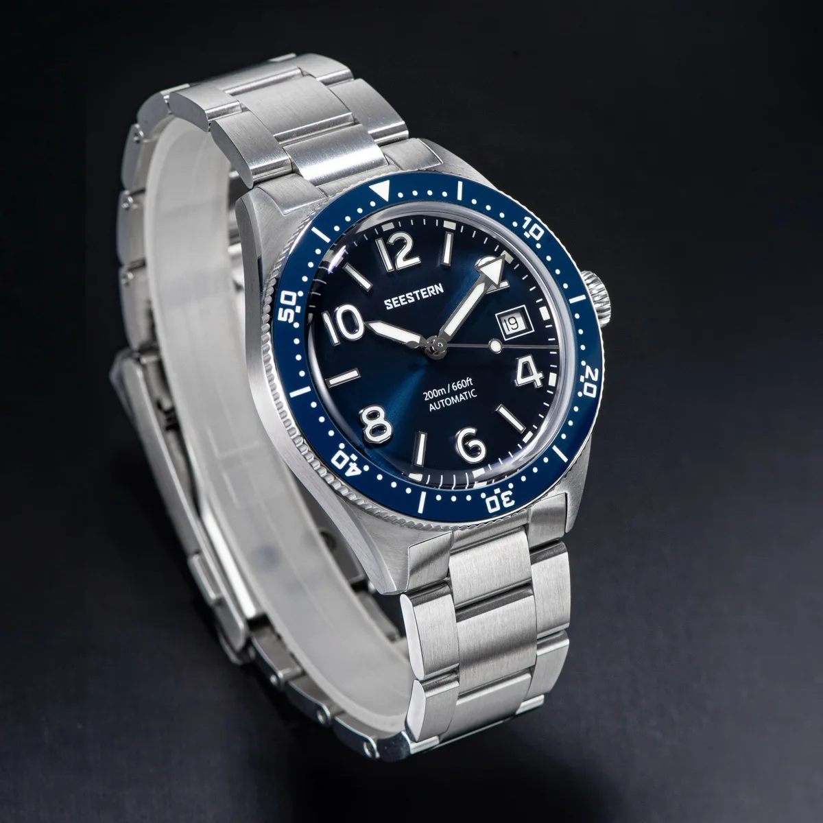 Seestern Men's Automatic Diving Watch - 200m Waterproof NH35 Movement Luminous Dial S435