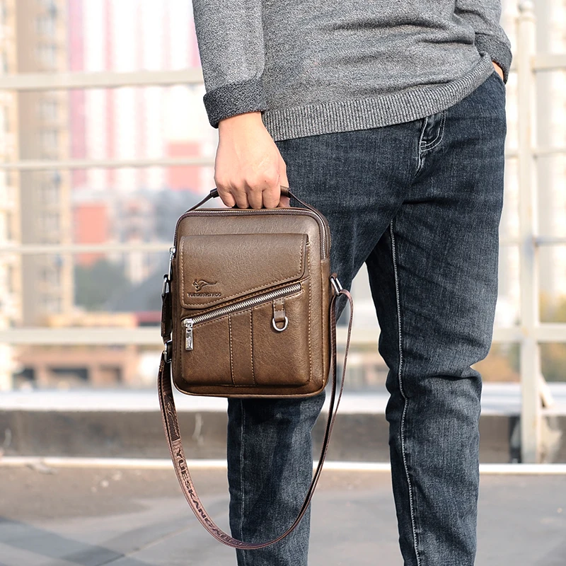 Luxury Men's Shoulder Bag - Vintage PU Leather Business Messenger Bag