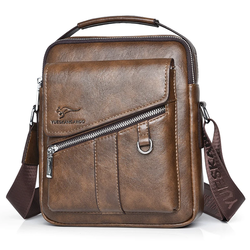 Luxury Men's Shoulder Bag - Vintage PU Leather Business Messenger Bag