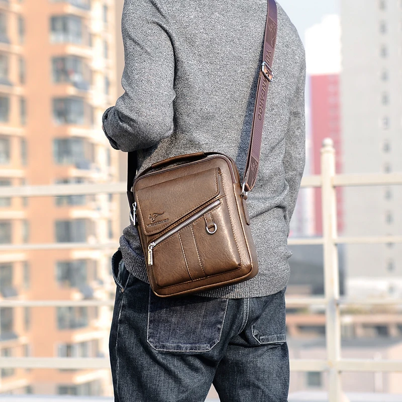Luxury Men's Shoulder Bag - Vintage PU Leather Business Messenger Bag