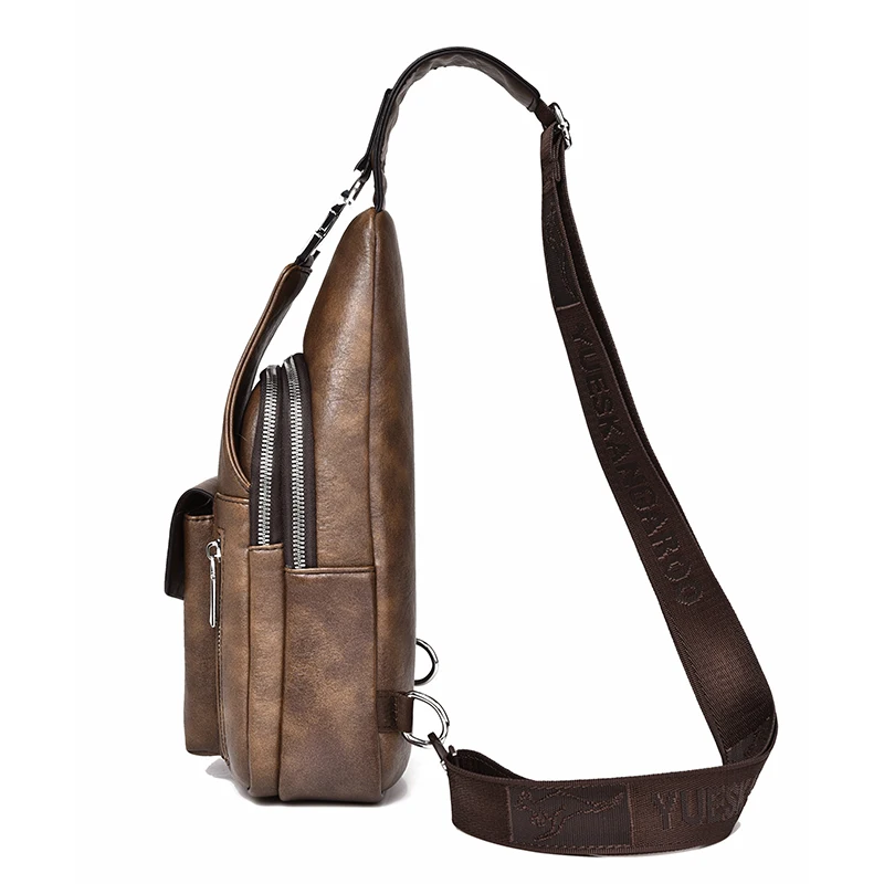 Men's Chest Bag - PU Leather Sling Crossbody Bag