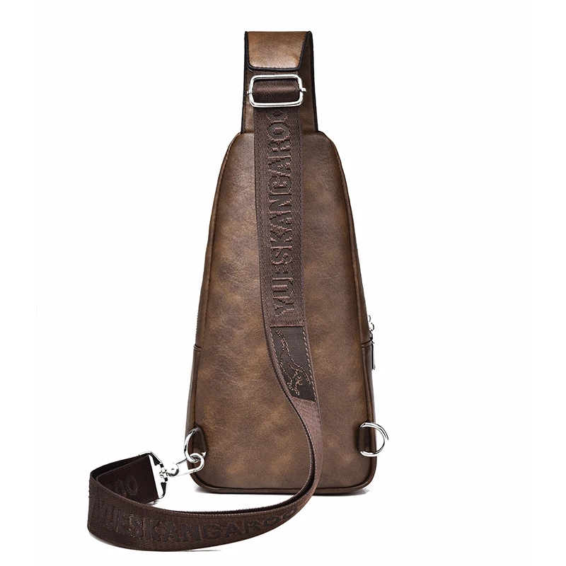 Men's Chest Bag - PU Leather Sling Crossbody Bag