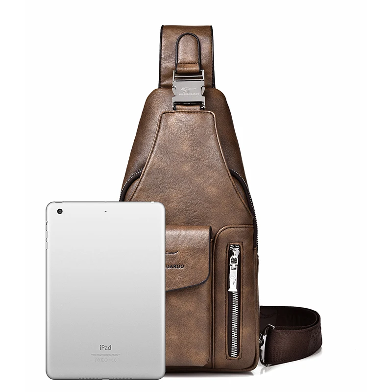 Men's Chest Bag - PU Leather Sling Crossbody Bag