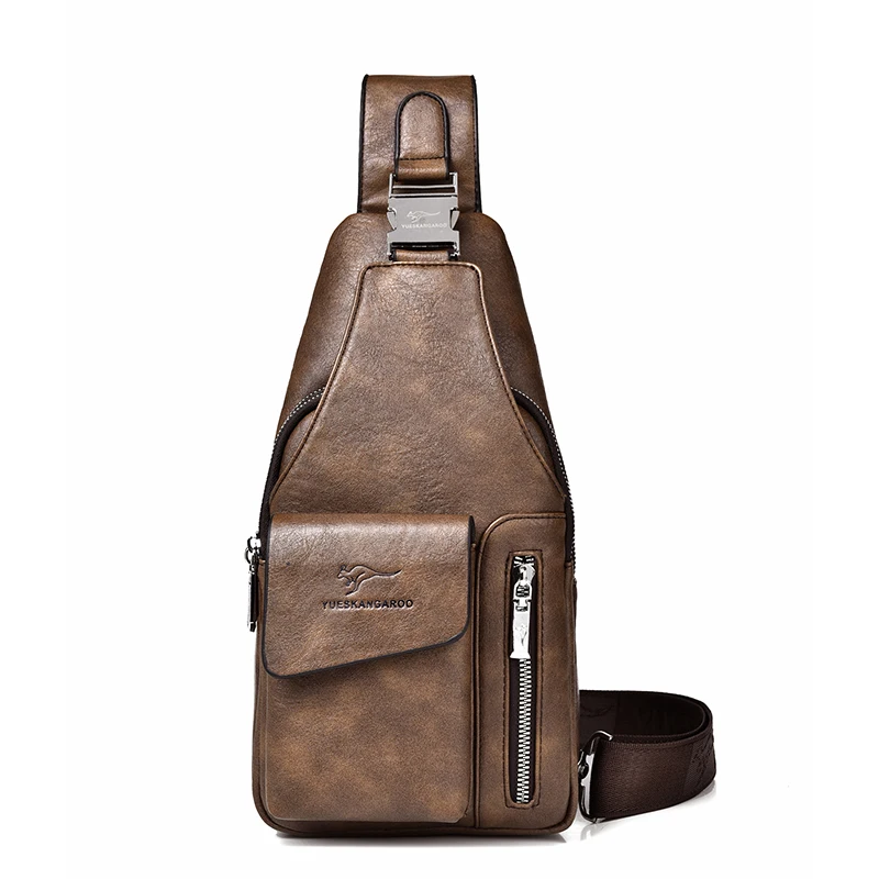 Men's Chest Bag - PU Leather Sling Crossbody Bag