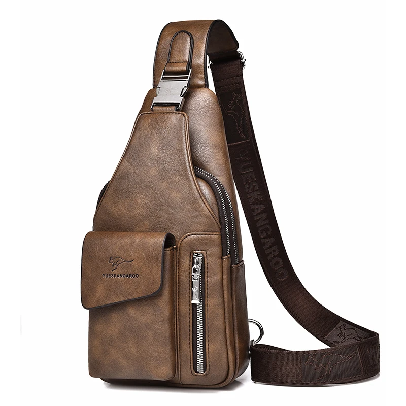 Men's Chest Bag - PU Leather Sling Crossbody Bag