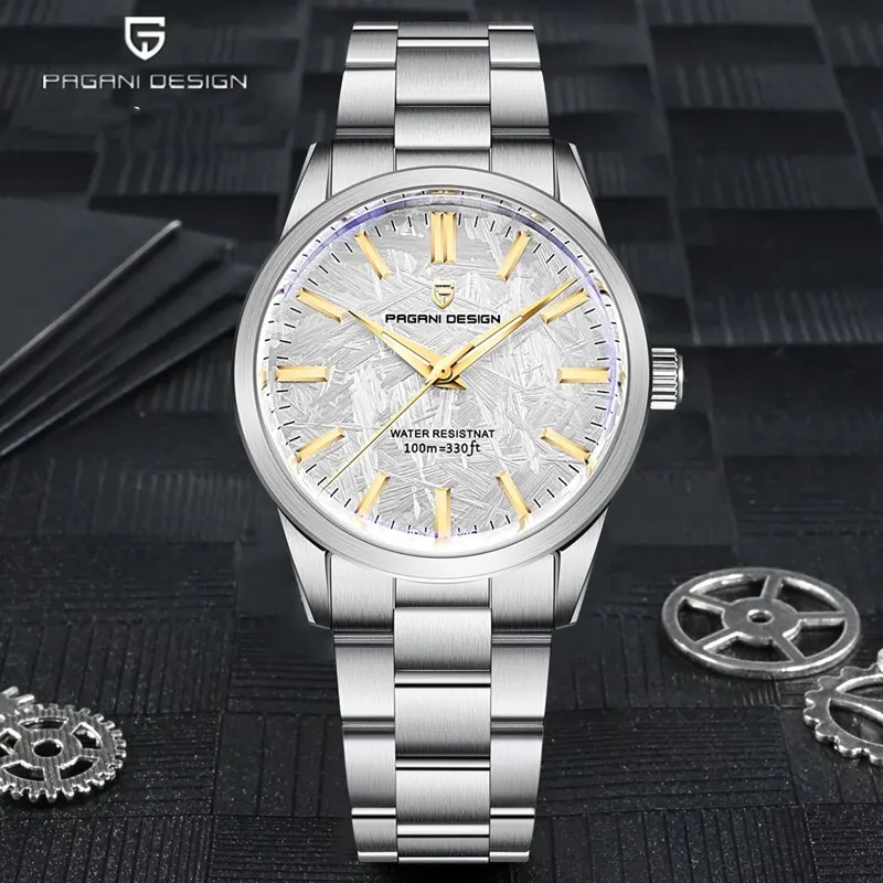 Pagani Design 40mm Men's Quartz Watch Luxury Stainless Steel 100M Waterproof
