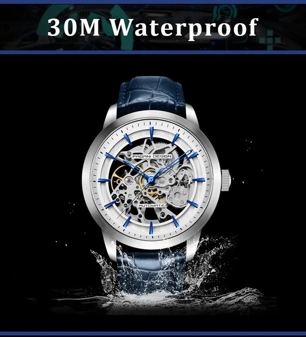 Skeleton Watch Pagani PD-1638 Luxury Automatic Mechanical Watch for Men