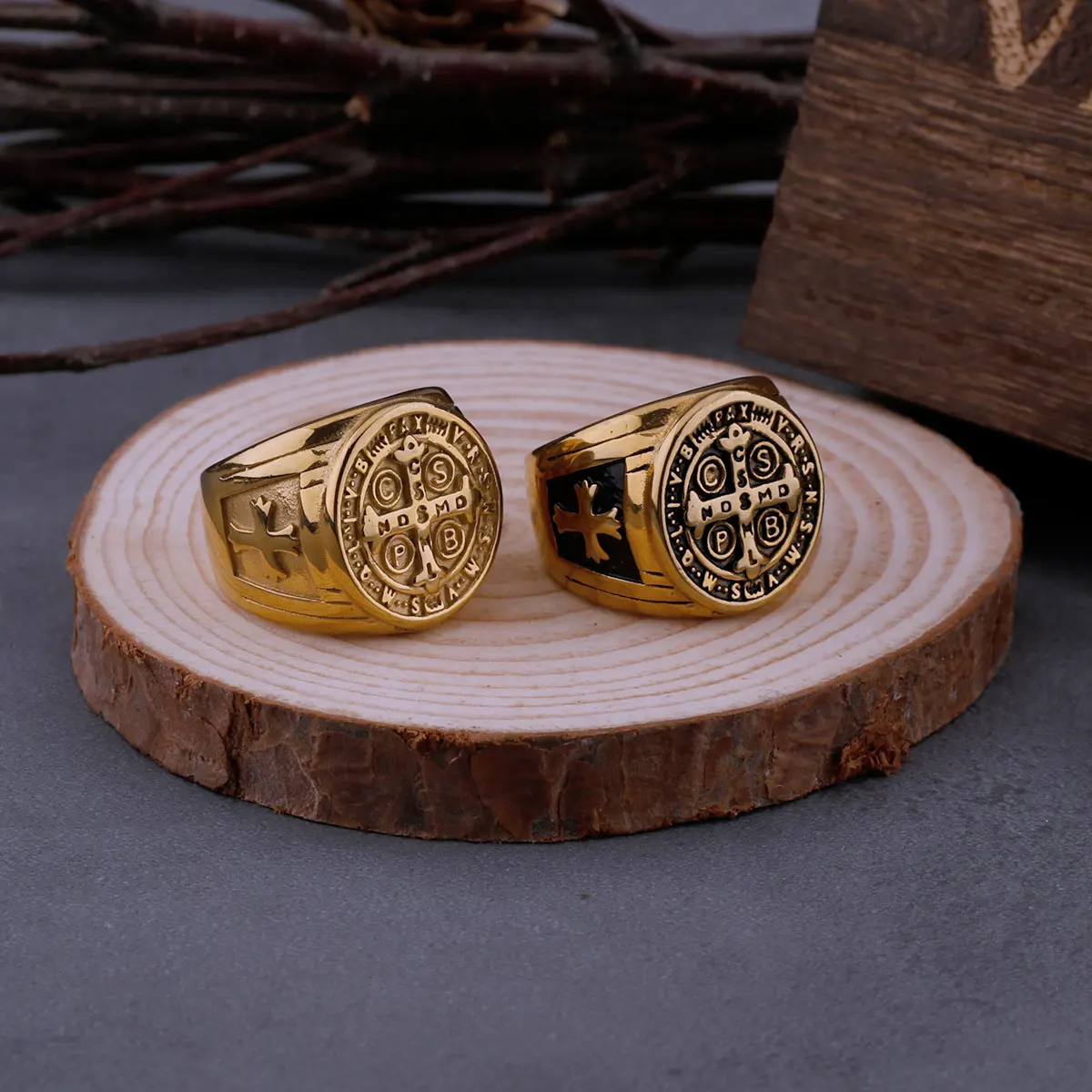 Vintage Religious Saint Benedict's Christian Cross Ring