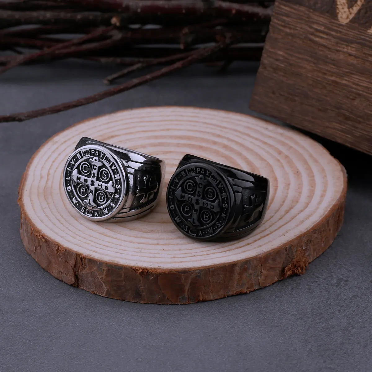 Vintage Religious Saint Benedict's Christian Cross Ring