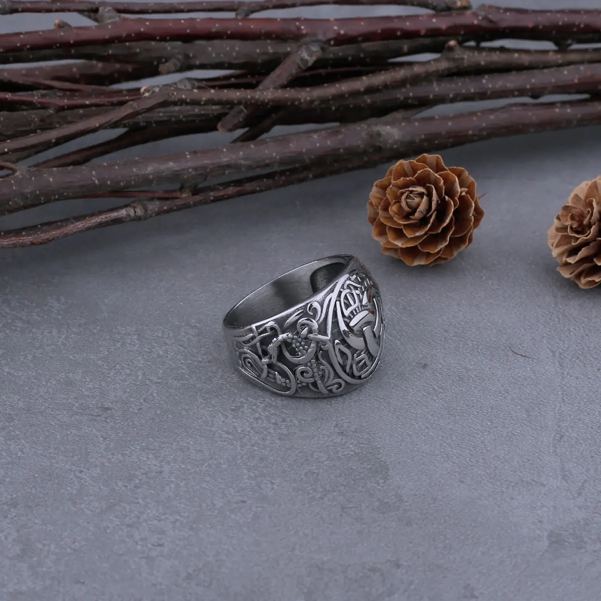Viking Odin Warrior Rune Stainless Steel Ring - Men's Creative Charm