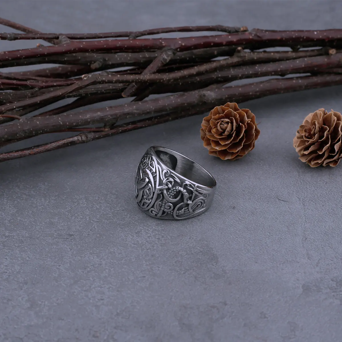 Viking Odin Warrior Rune Stainless Steel Ring - Men's Creative Charm