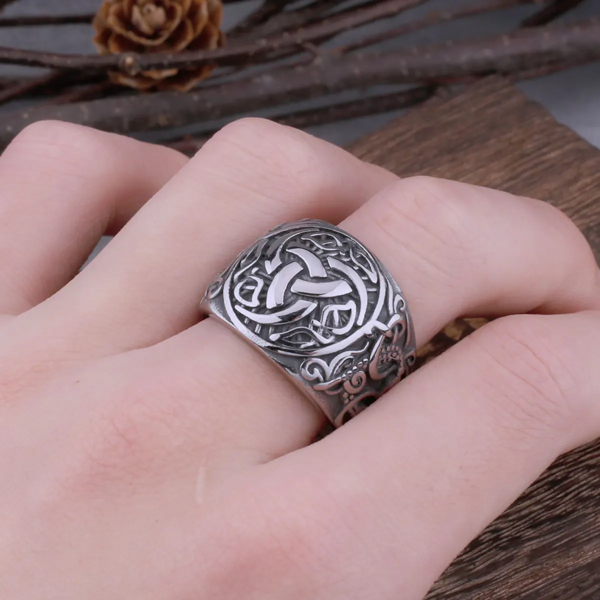 Viking Odin Warrior Rune Stainless Steel Ring - Men's Creative Charm