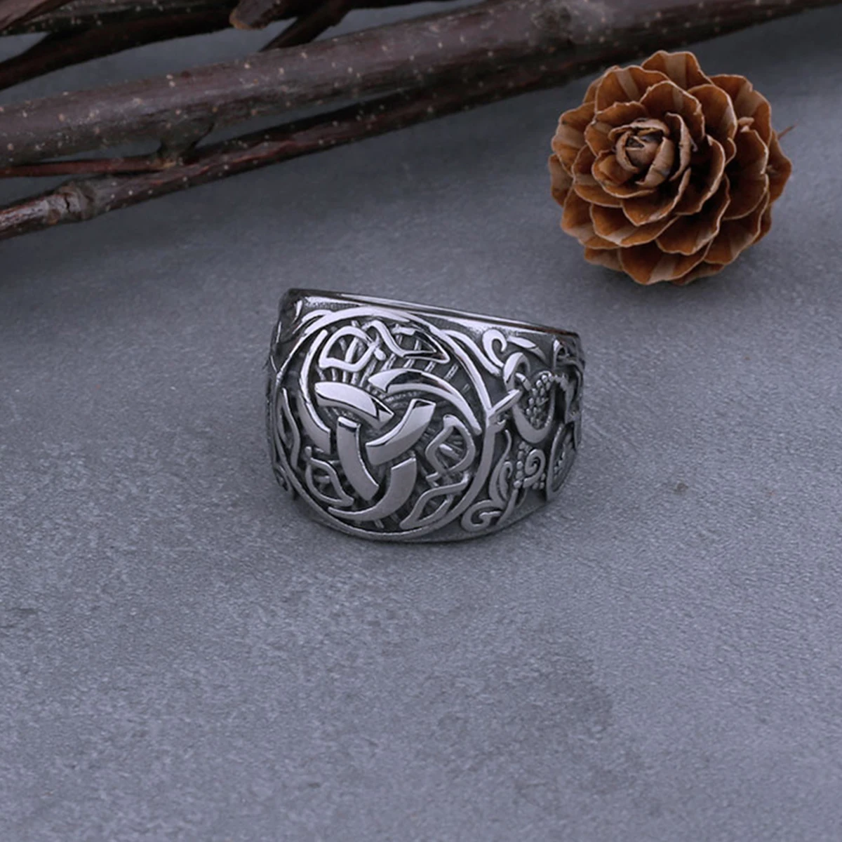 Viking Odin Warrior Rune Stainless Steel Ring - Men's Creative Charm