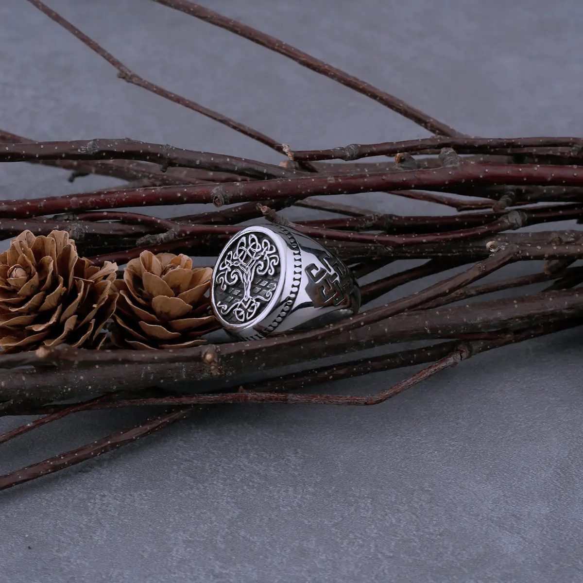 Viking Tree of Life Stainless Steel Ring