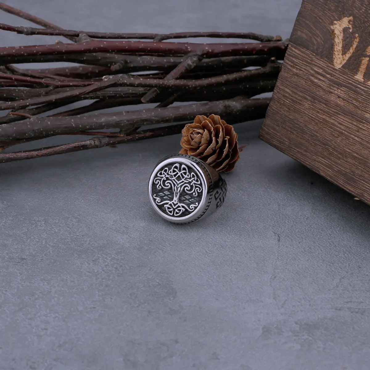 Viking Tree of Life Stainless Steel Ring