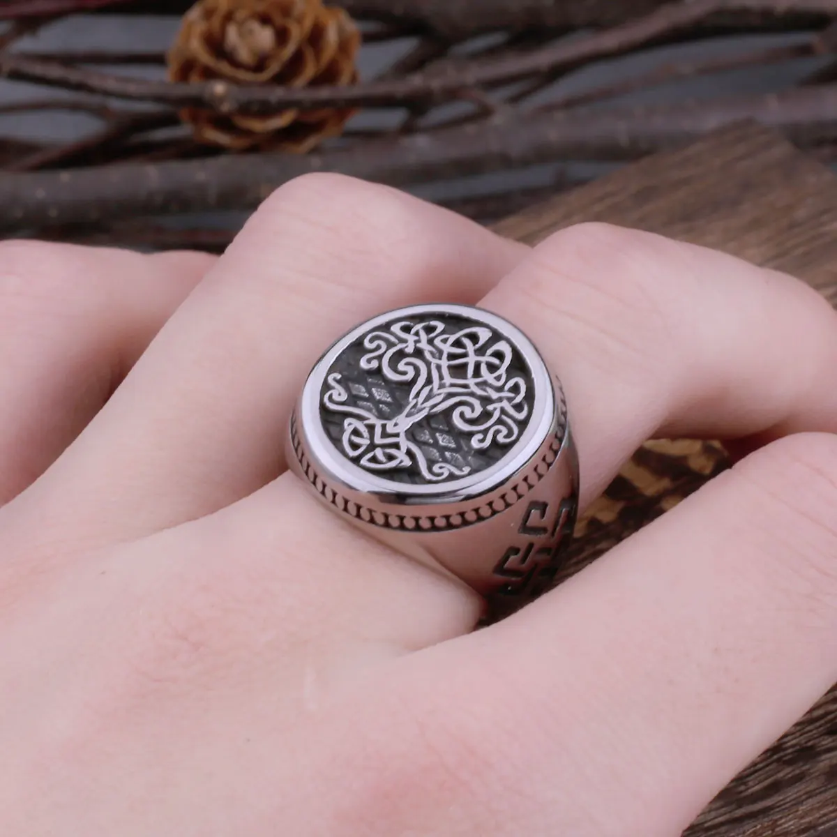 Viking Tree of Life Stainless Steel Ring