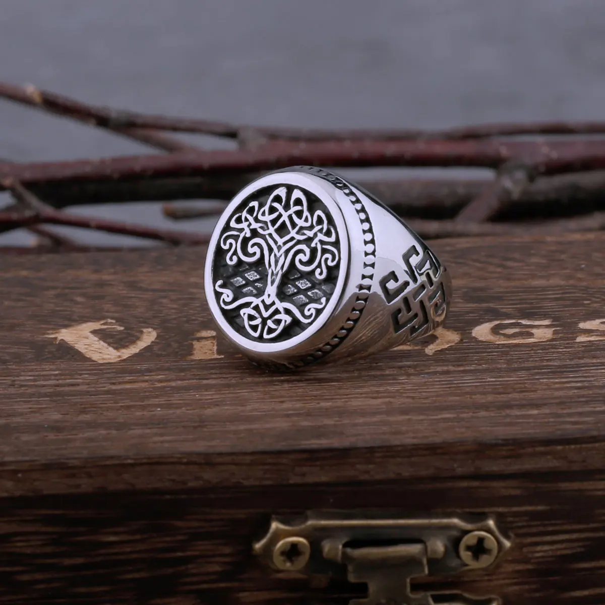 Viking Tree of Life Stainless Steel Ring