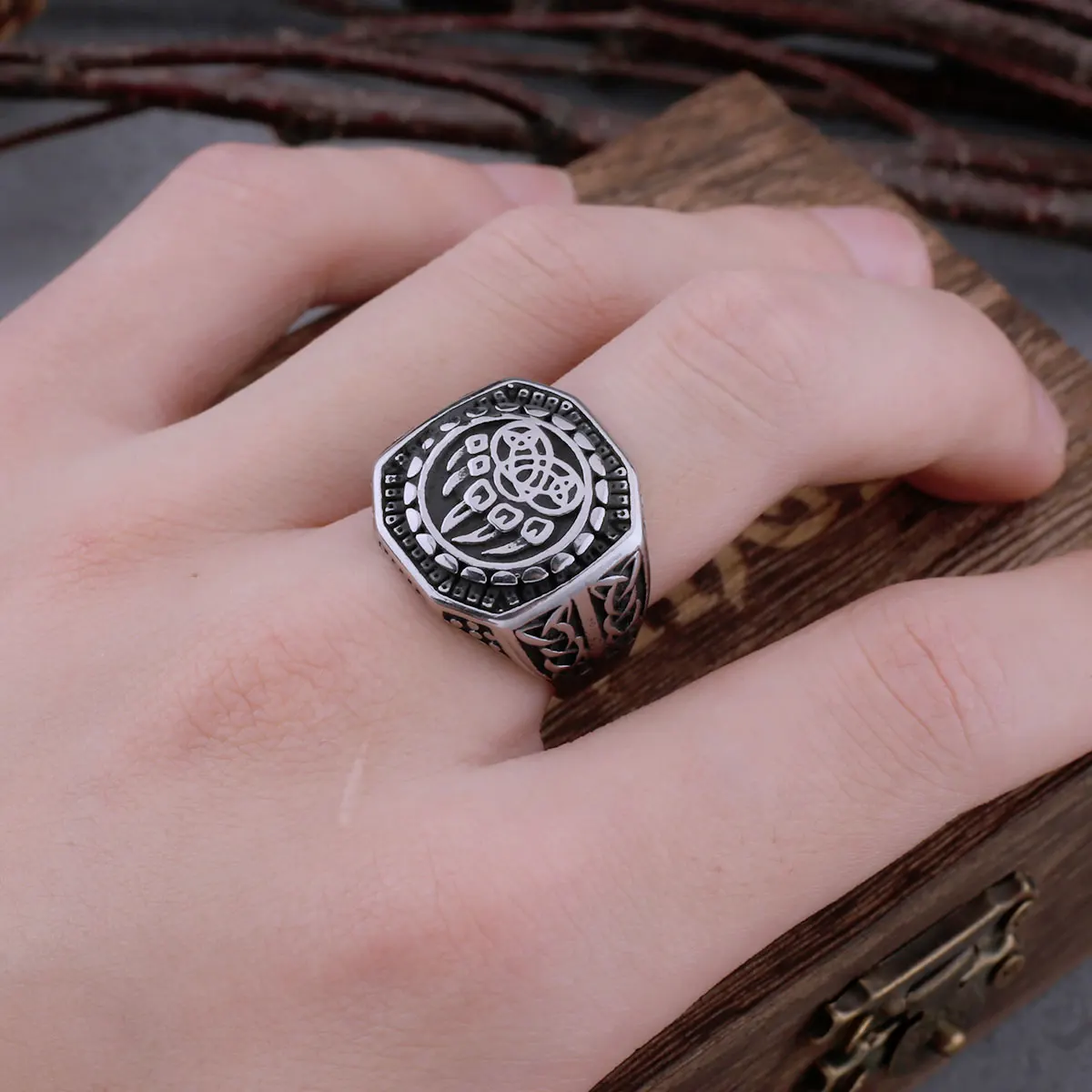 Nordic Viking Warrior Bear Claw Ring