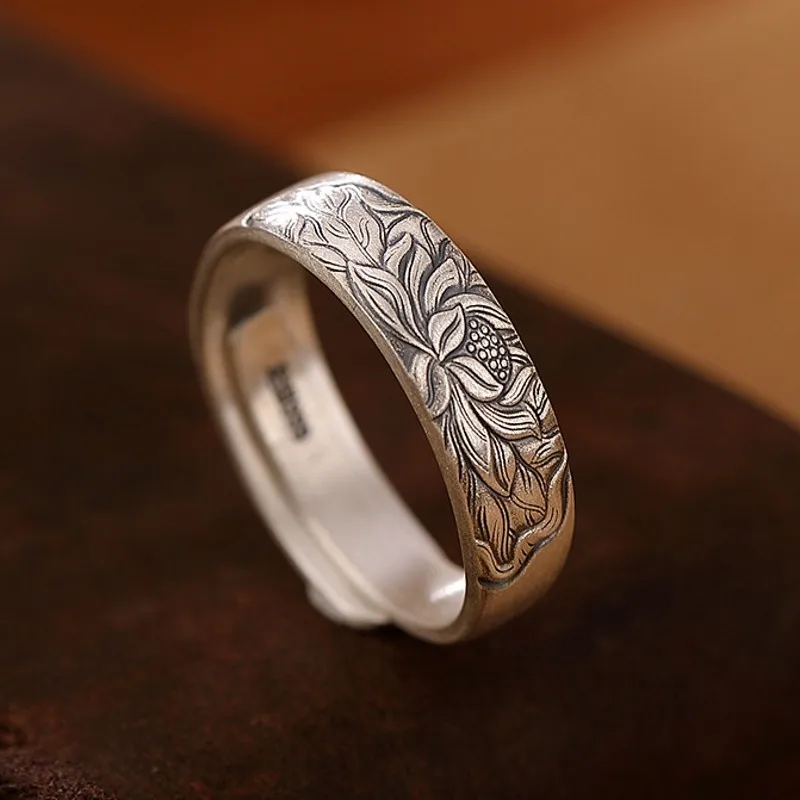Matte Cloud/Plum/Lotus S999 Silver Ring