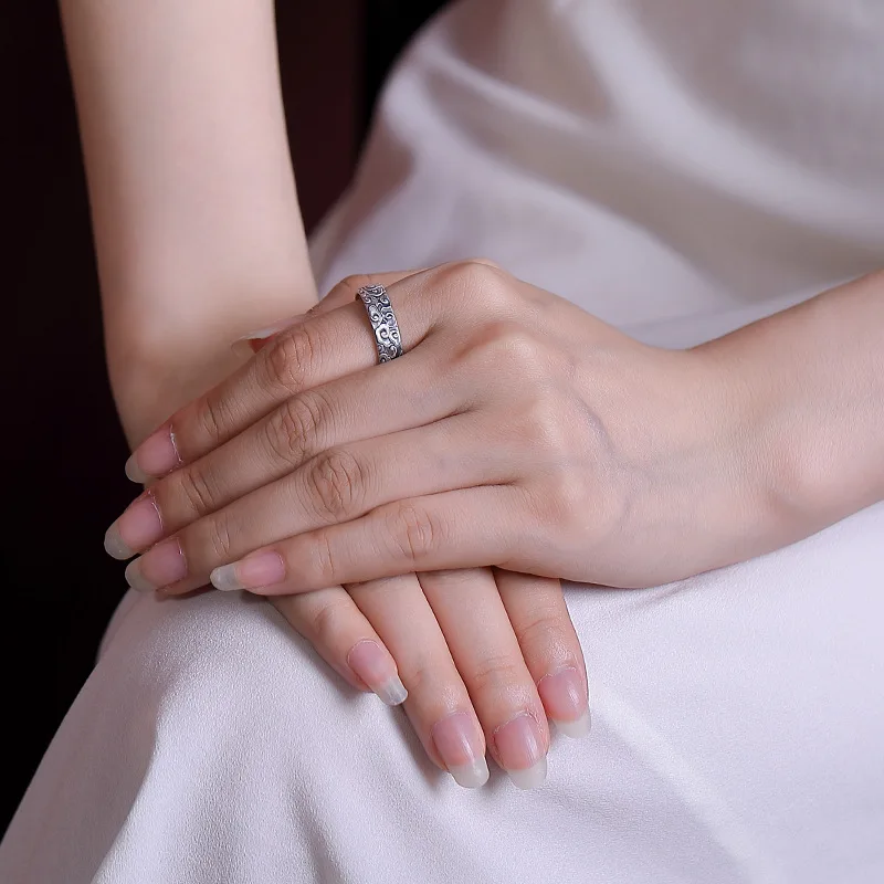 Matte Cloud/Plum/Lotus S999 Silver Ring