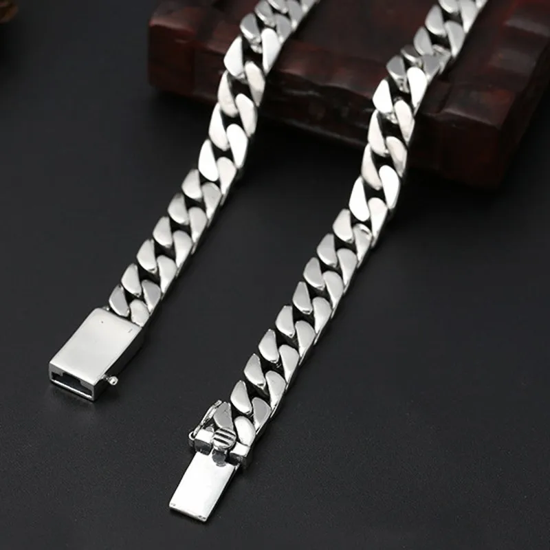S925 Sterling Silver Men's Necklace Trendy 8mm Chain