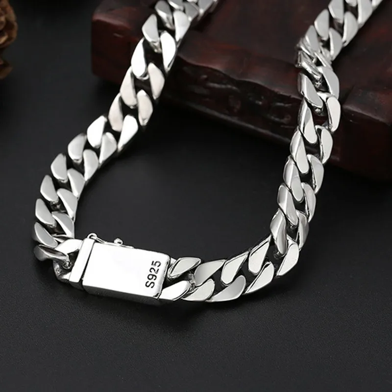 S925 Sterling Silver Men's Necklace Trendy 8mm Chain