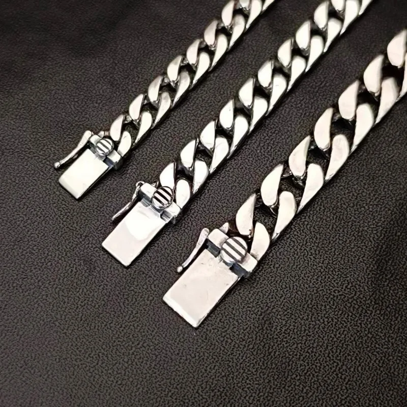 S925 Sterling Silver Men's Necklace Trendy 8mm Chain