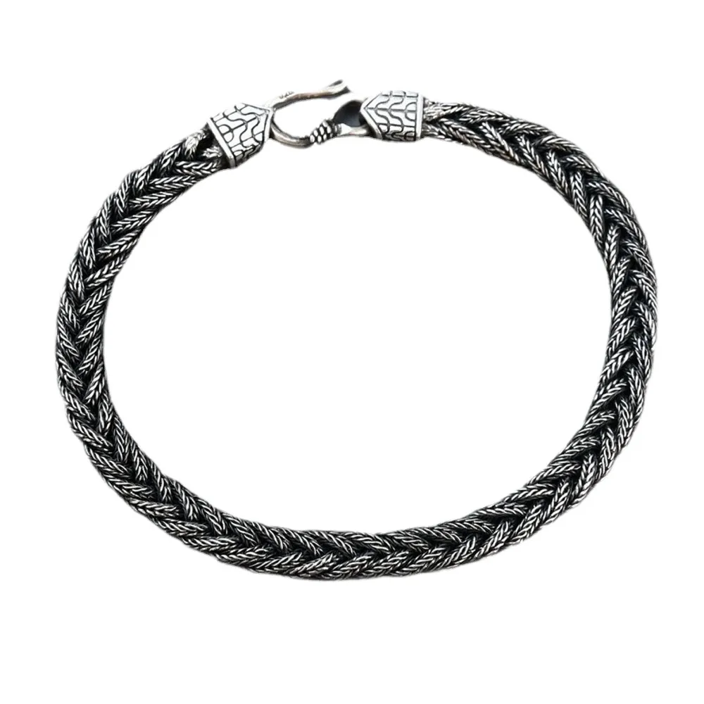 Retro S925 Silver Fox Tail Hand Woven Bracelet