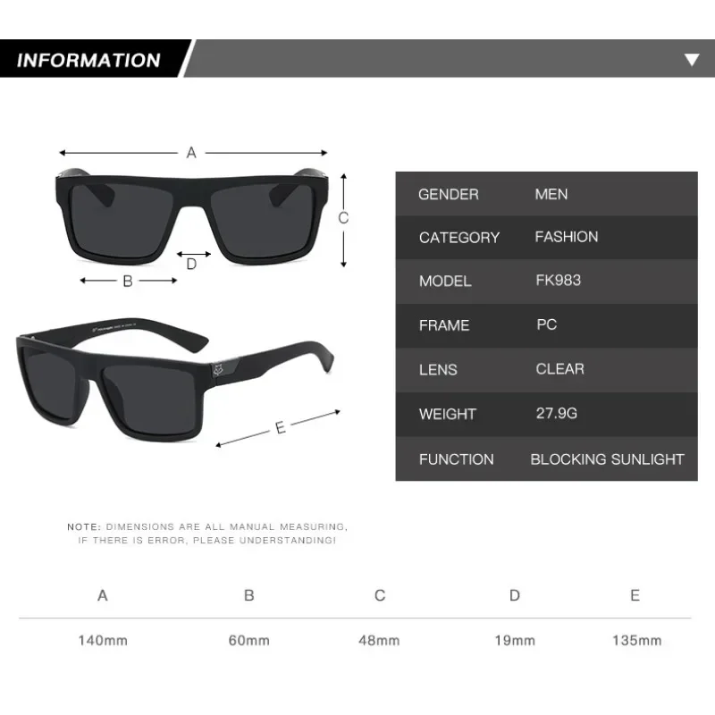 Fox Knight Square Sunglasses Retro Shades for Men and Women