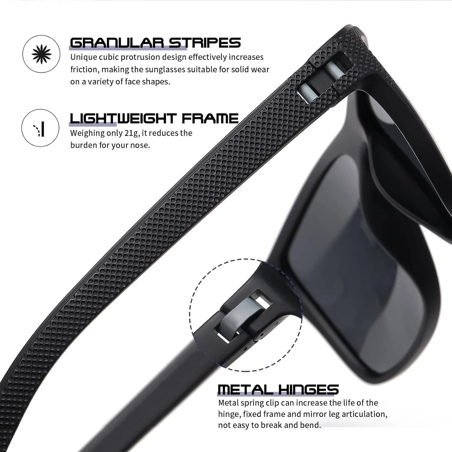Pack of 3pcs Fashion Square Polarized Sunglasses