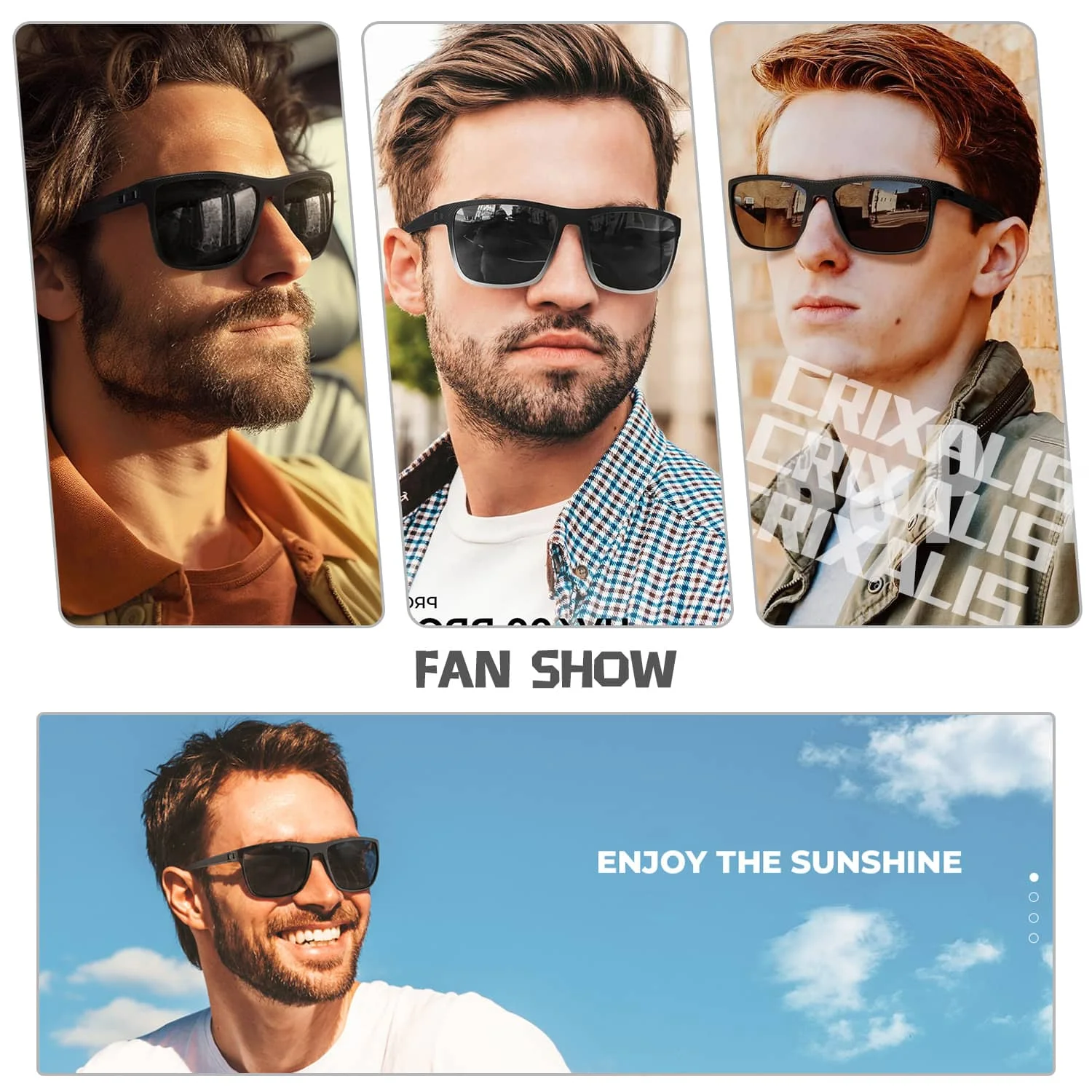 Pack of 3pcs Fashion Square Polarized Sunglasses