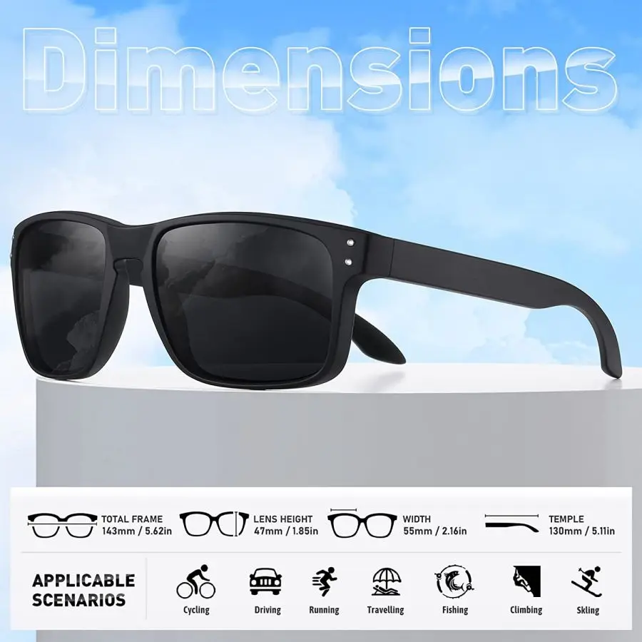 3 Pack Polarized Square Sunglasses for Men and Women