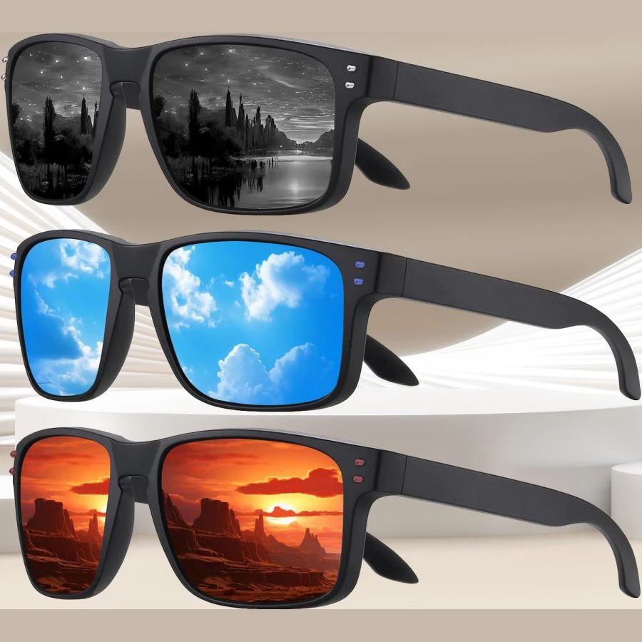 3 Pack Polarized Square Sunglasses for Men and Women