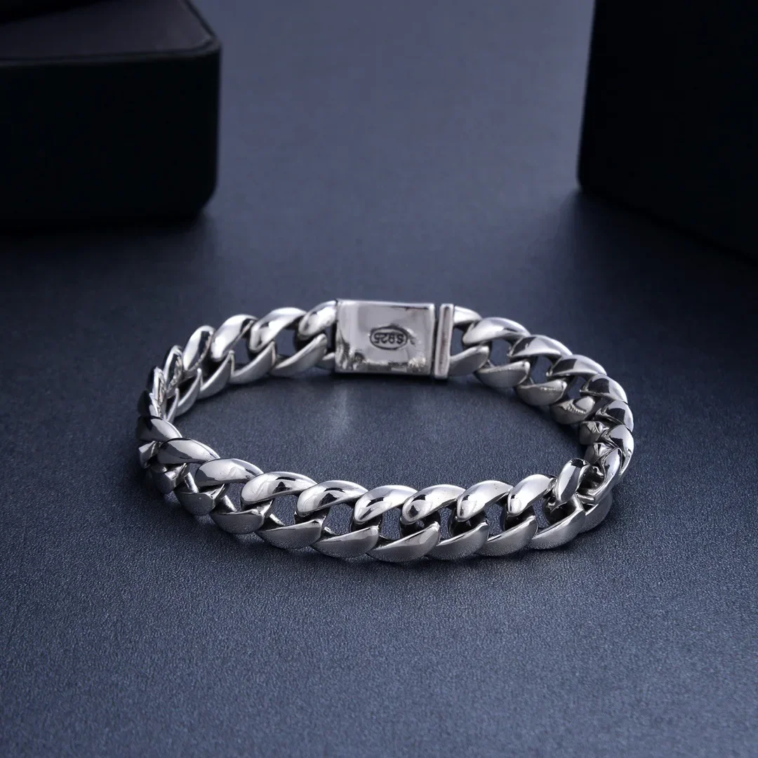 S925 Sterling Silver Classic Punk Bracelet for Men and Women