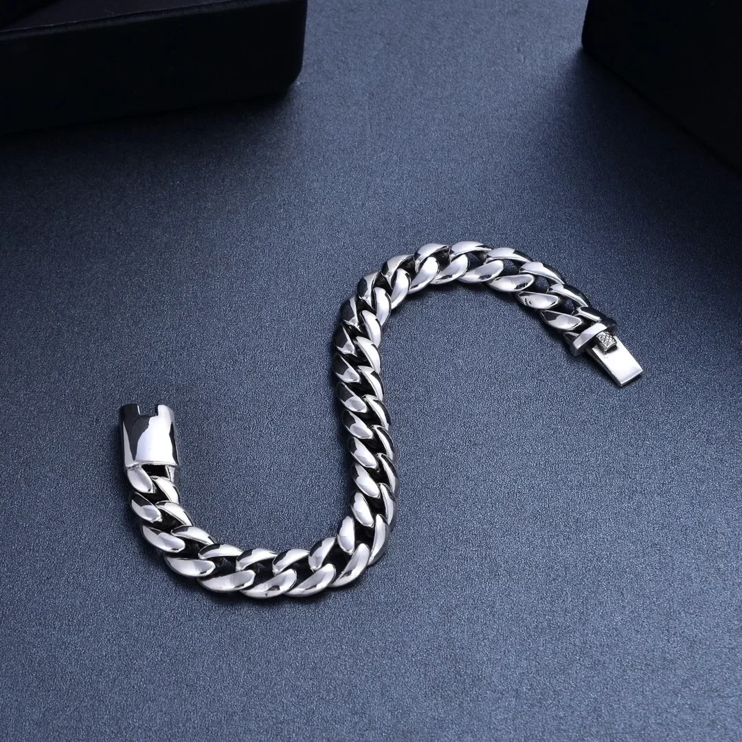 S925 Sterling Silver Classic Punk Bracelet for Men and Women