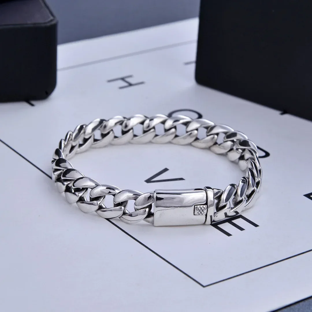 S925 Sterling Silver Classic Punk Bracelet for Men and Women