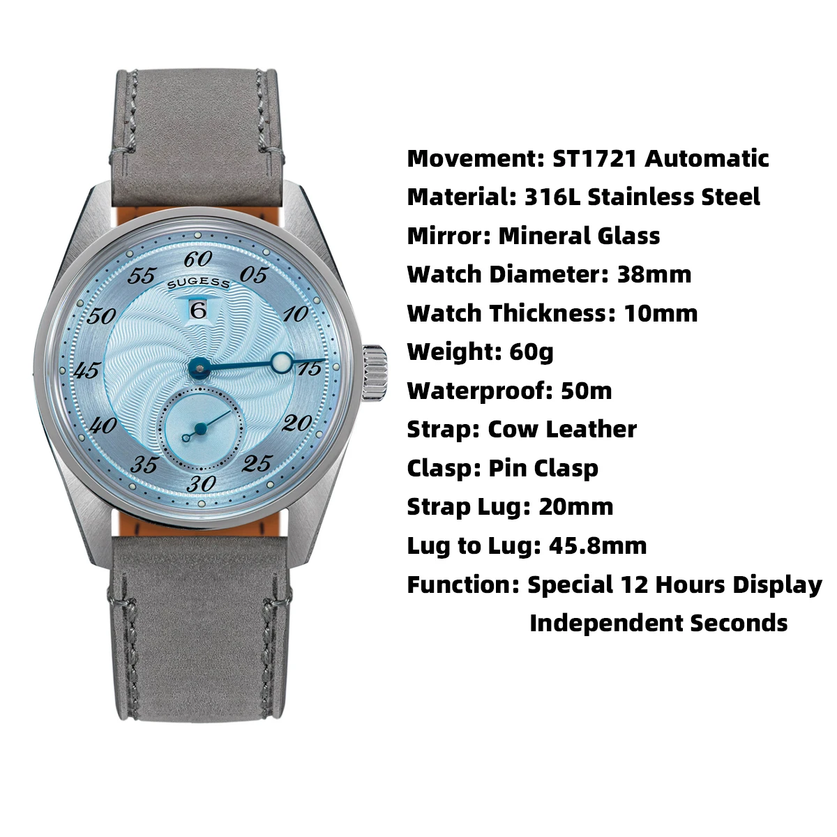 Sugess Automatic Mechanical Men's Watch ST1721