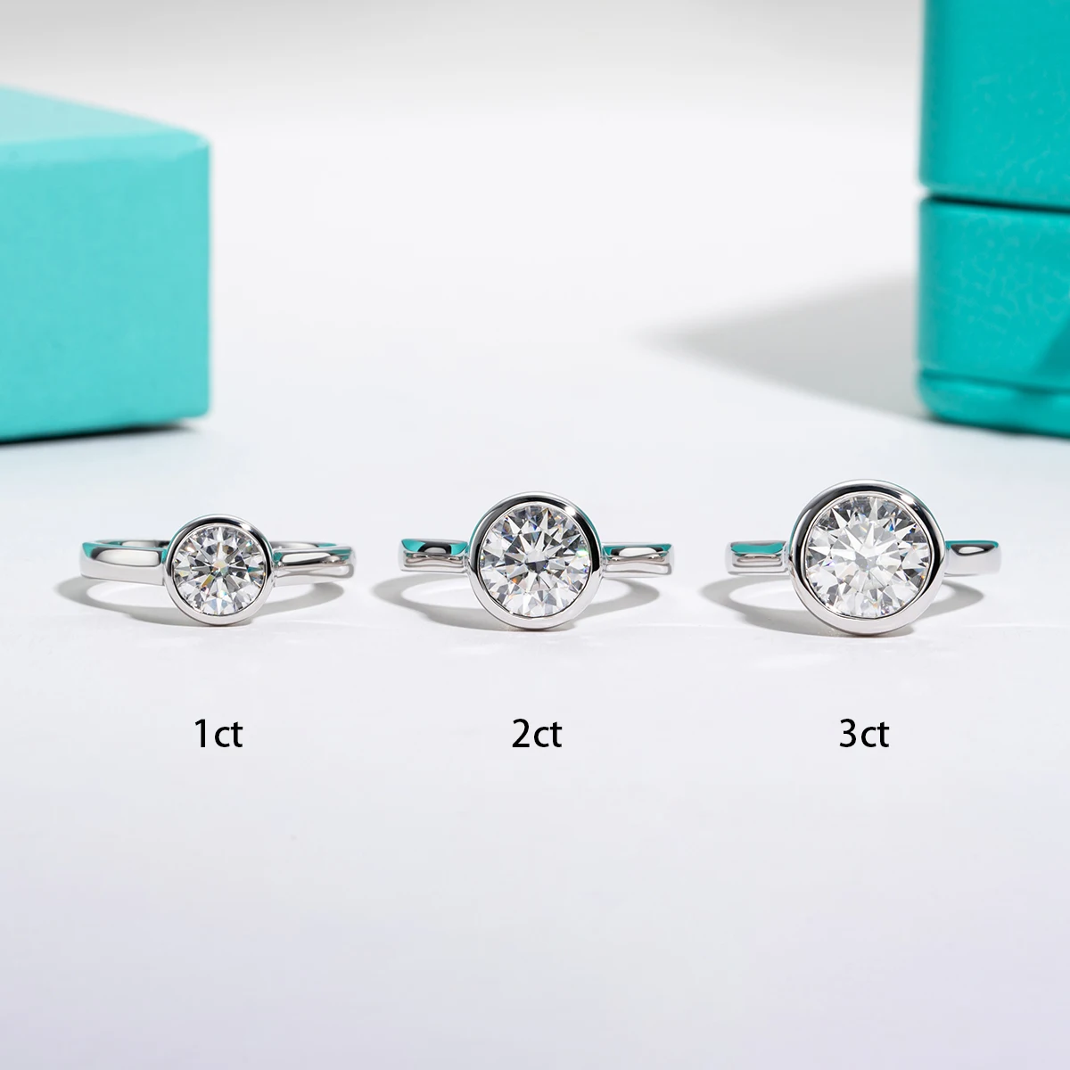 Elegant Moissanite Bezel Engagement Wedding Ring