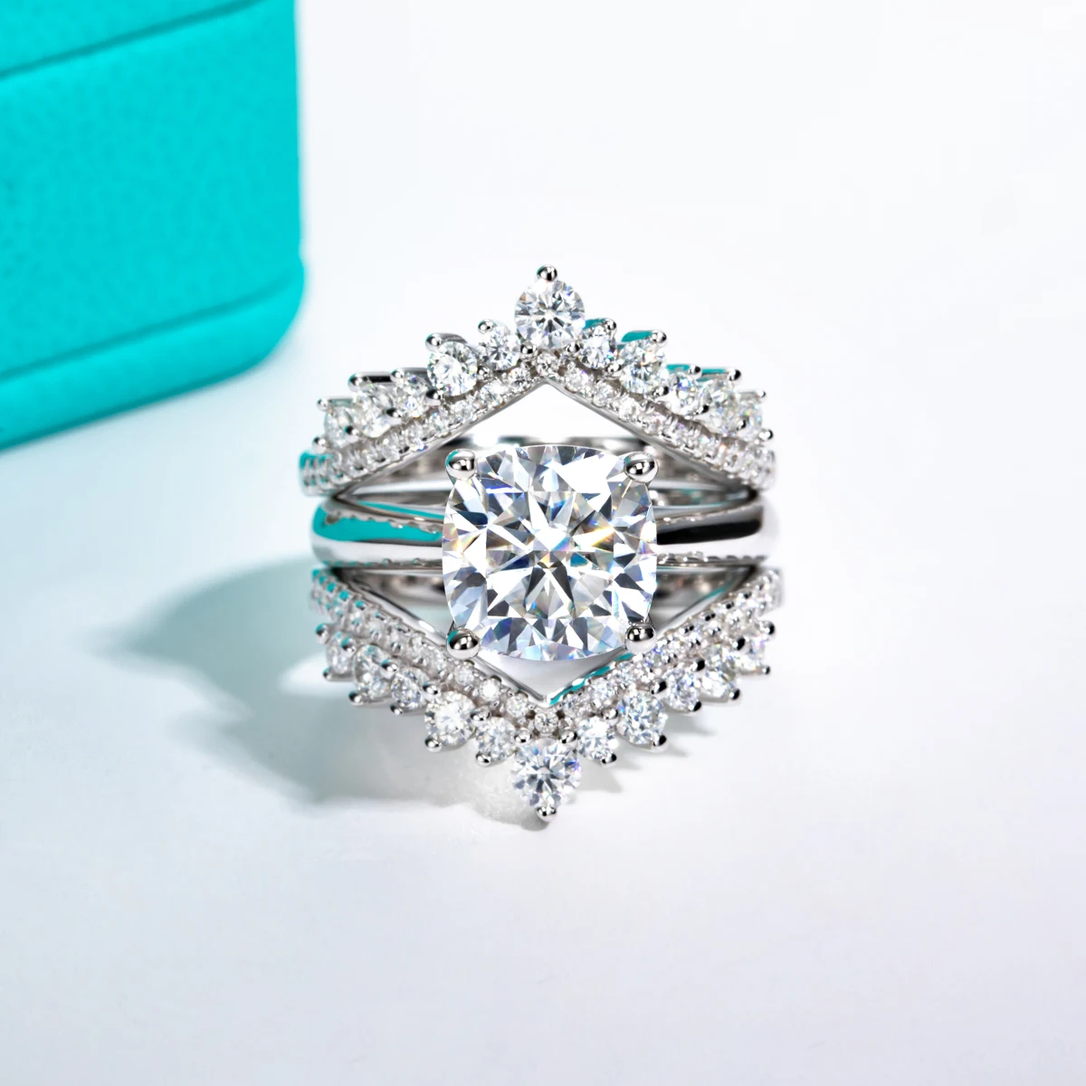 3.5ct Cushion Cut D Color Moissanite Engagement Ring