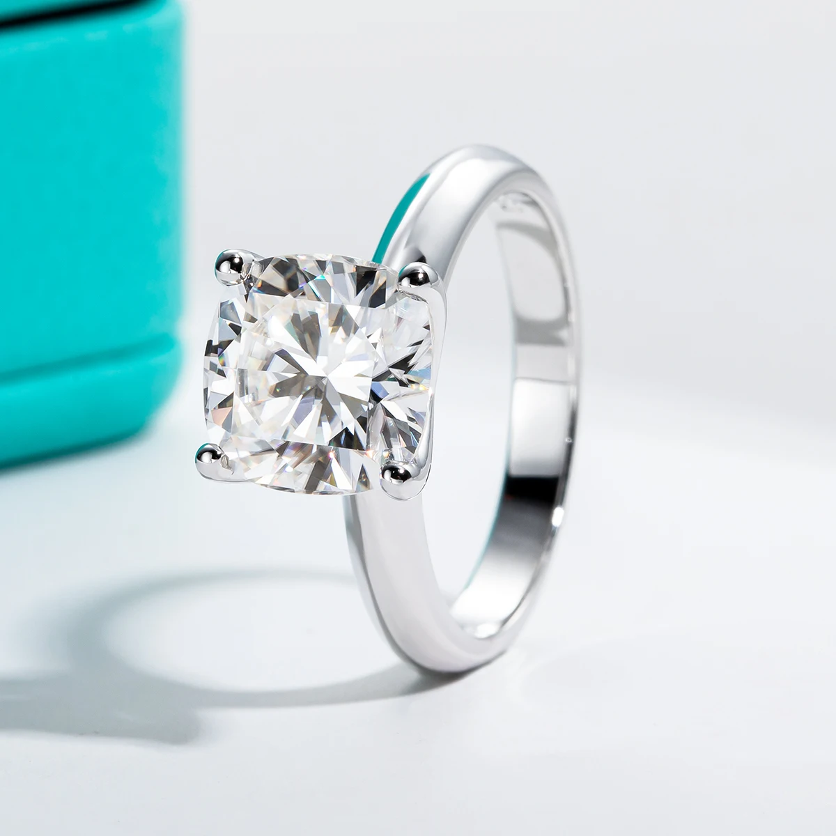 3.5ct Cushion Cut D Color Moissanite Engagement Ring